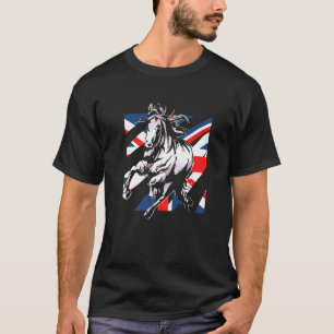 Uk Großbritannien Flagge Reiten Reitsport T-Shirt