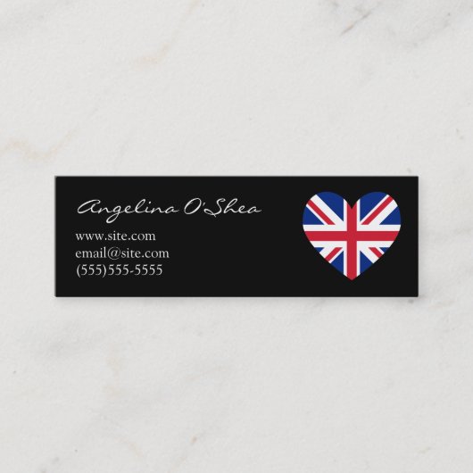 UK Heart Skinny Business Card Mini Visitenkarte (Vorderseite)