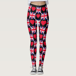 UK Heart United Kingdom Flag Patriotic British Leggings