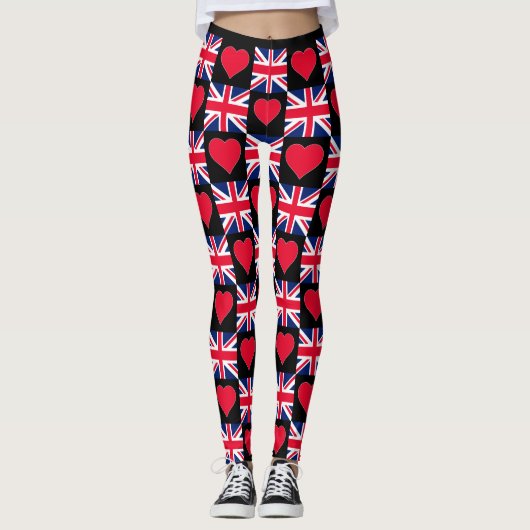 UK Heart United Kingdom Flag Patriotic British Leggings (Vorderseite)