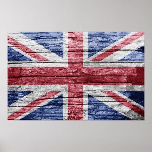 UK-Holzflagge Poster (Vorne)