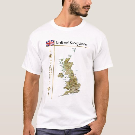 UK Karte + Flagge + T - Shirt (Vorderseite)