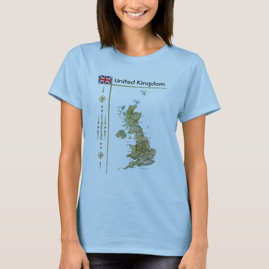 UK Karte + Flagge + T - Shirt (Vorderseite)
