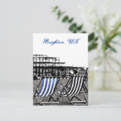 (UK) Leere Liegestühle, verbrannte Pier Postcard Postkarte (Stehend Vorderseite)