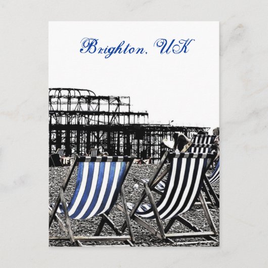(UK) Leere Liegestühle, verbrannte Pier Postcard Postkarte (Vorderseite)