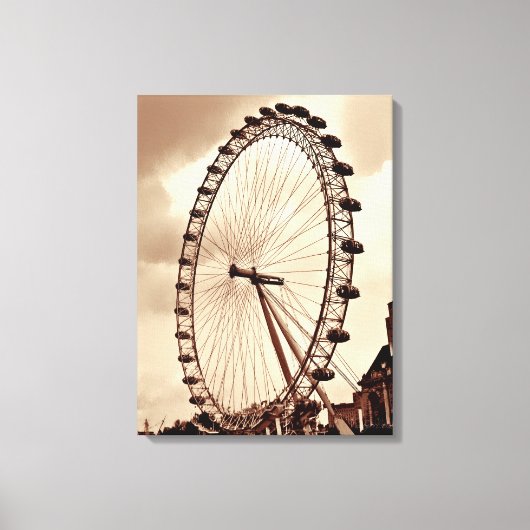 (UK) London Eye Vintag Wrapped Canvas Leinwanddruck (Vorderseite)