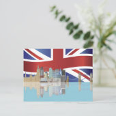 UK London Skyline with Union Jack Flag Postcard Postkarte (Stehend Vorderseite)