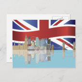 UK London Skyline with Union Jack Flag Postcard Postkarte (Vorne/Hinten)