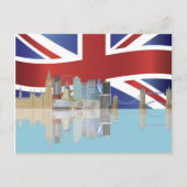 UK London Skyline with Union Jack Flag Postcard Postkarte (Vorderseite)