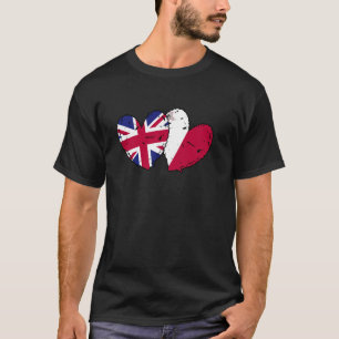 UK Malta Flag Hearts Britische Maltese Freundschaf T-Shirt