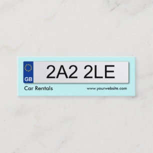 UK Number Plate - Blassblau Mini Visitenkarte
