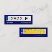 UK Number Plate - Dark Blue Mini Visitenkarte (Vorne/Hinten)