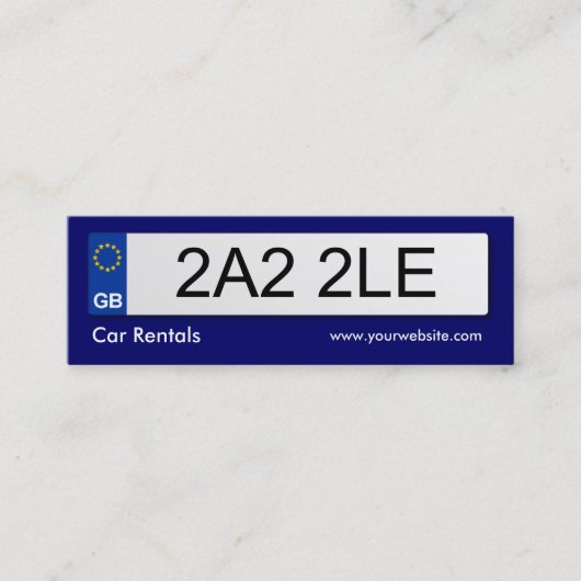 UK Number Plate - Dark Blue Mini Visitenkarte (Vorderseite)