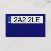 UK Number Plate - Dark Blue Visitenkarte (Rückseite)