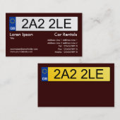 UK Number Plate - Dunkelbraun Visitenkarte (Vorne/Hinten)