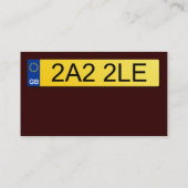 UK Number Plate - Dunkelbraun Visitenkarte (Rückseite)