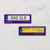 UK Number Plate - Dunkle Violette Mini Visitenkarte (Vorne/Hinten)