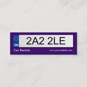 UK Number Plate - Dunkle Violette Mini Visitenkarte