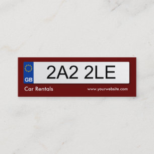 UK Number Plate - Dunkler Maroon Mini Visitenkarte