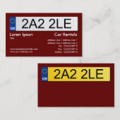 UK Number Plate - Dunkler Maroon Visitenkarte (Vorne/Hinten)