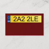 UK Number Plate - Dunkler Maroon Visitenkarte (Rückseite)