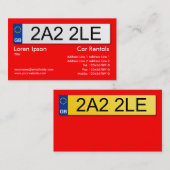 UK Number Plate - Red Visitenkarte (Vorne/Hinten)