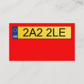 UK Number Plate - Red Visitenkarte (Rückseite)