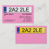 UK Nummernschild - Rosa Visitenkarte (Vorne/Hinten)