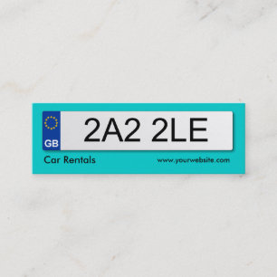 UK Nummernschild - Türkis Mini Visitenkarte