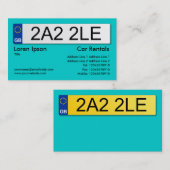 UK Nummernschild - Türkis Visitenkarte (Vorne/Hinten)