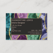 UK Peacock Watercolor Agate Business Card Visitenkarte (Rückseite)