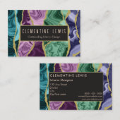 UK Peacock Watercolor Agate Business Card Visitenkarte (Vorne/Hinten)