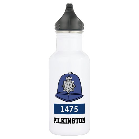UK Police Constable Helmet - Name und Nummer hinzu Edelstahlflasche (Rechts)