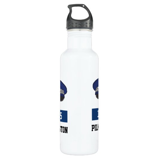 UK Police Flat Cap - Zahl und Name hinzufügen. Pol Edelstahlflasche (Rückseite)