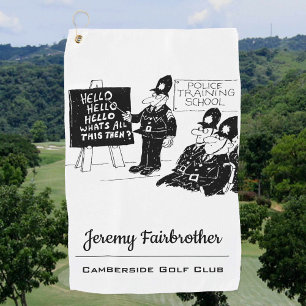 UK Police Training School Cartoon Golfhandtuch