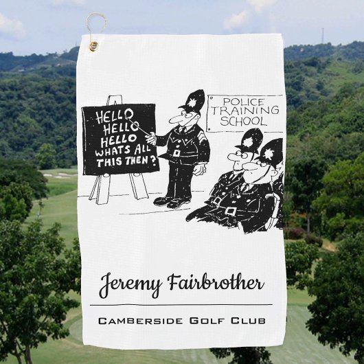 UK Police Training School Cartoon Golfhandtuch