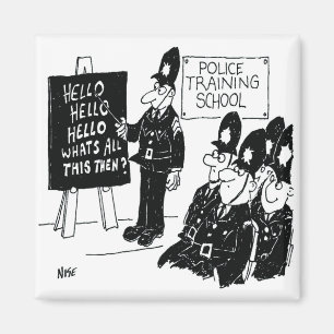 UK Police Training School Funny Cartoon Magnet