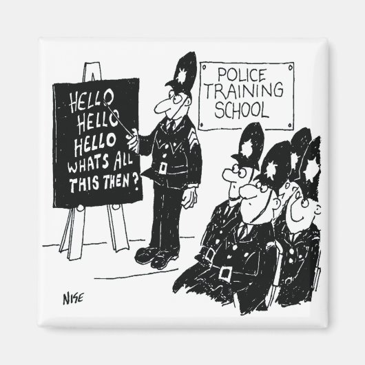 UK Police Training School Funny Cartoon Magnet (Vorne)