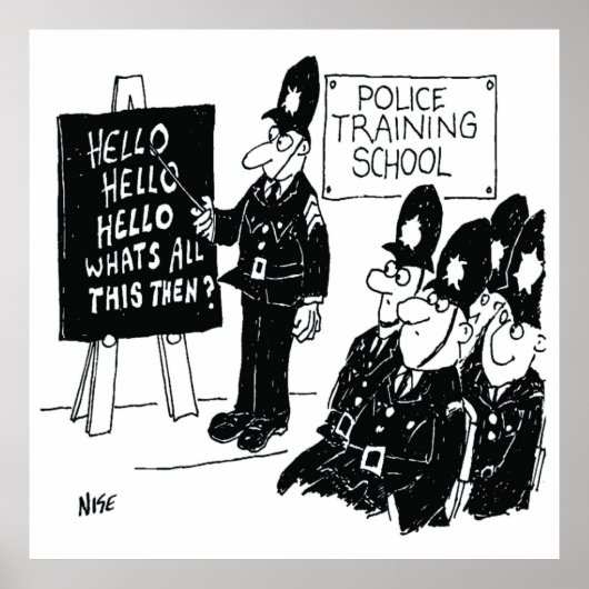 UK Police Training School Funny Cartoon Poster (Vorne)