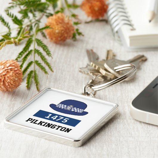 UK Police WPC Hat - Zahl und Name hinzufügen Schlüsselanhänger (Seite)