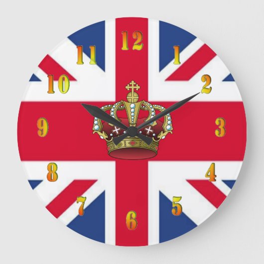 UK Queen Crown Wall Clock Große Wanduhr (Vorderseite)