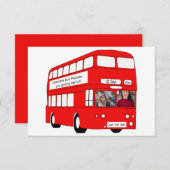 UK Red London Bus Britisch Save the Date Wedding Ankündigung (Vorne/Hinten)