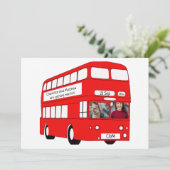 UK Red London Bus British Themed Wedding Ankündigung (Stehend Vorderseite)
