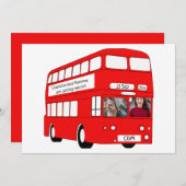 UK Red London Bus British Themed Wedding Ankündigung (Vorne/Hinten)