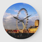 UK Schöne LONDON EYE Landschaft Große Wanduhr (Vorderseite)