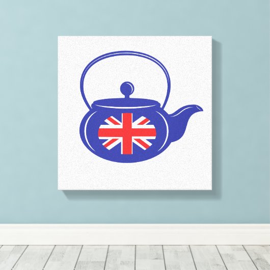 UK Teapot Wrapped Canvas Leinwanddruck (Insitu (Holzboden))