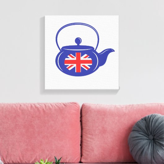 UK Teapot Wrapped Canvas Leinwanddruck (Insitu (Wohnzimmer))