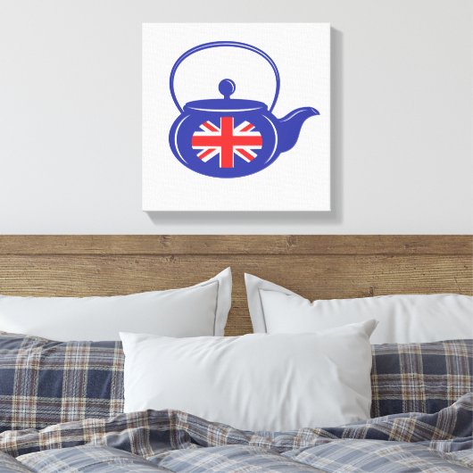 UK Teapot Wrapped Canvas Leinwanddruck (Insitu (Schlafzimmer))