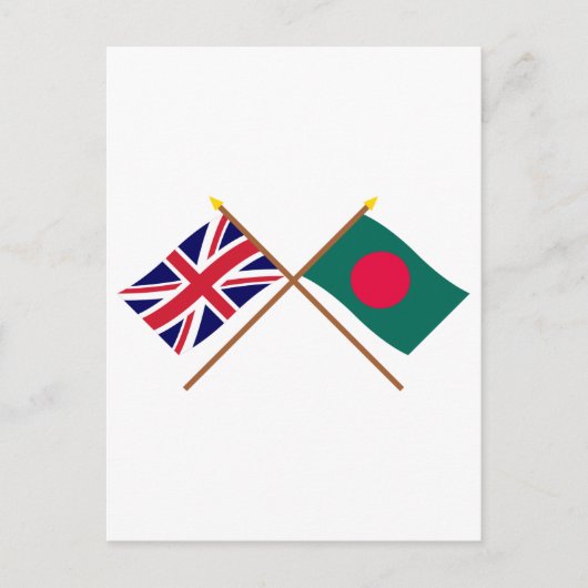 UK und Bangladesch überquerten Flaggen Postkarte (Vorderseite)