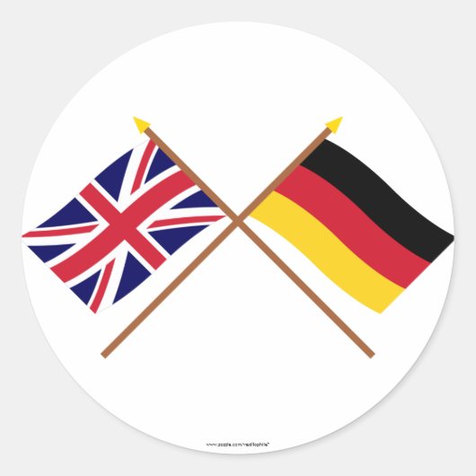 UK und Deutschland überquerten Flaggen Runder Aufkleber (Vorderseite)